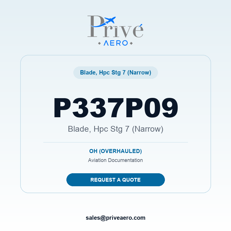 P/N P337P09 Blade, Hpc Stg 7 (Narrow) P337P09 Blade, Hpc Stg 7 (Narrow) – Privé Aero