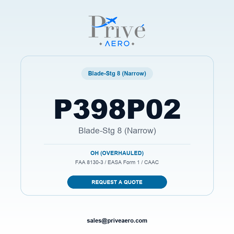 P/N P398P02 Blade-Stg 8 (Narrow) P398P02 Blade-Stg 8 (Narrow) – Privé Aero