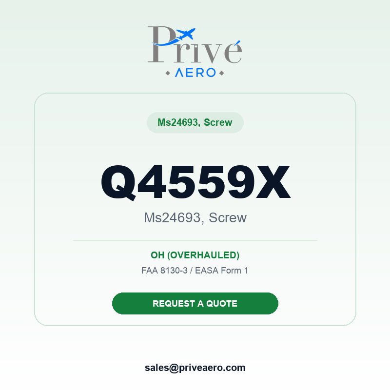 P/N Q4559X Ms24693, Screw Q4559X Ms24693, Screw – Privé Aero