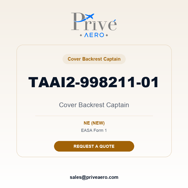 P/N TAAI2-998211-01 Cover Backrest Captain TAAI2-998211-01 Cover Backrest Captain – Privé Aero