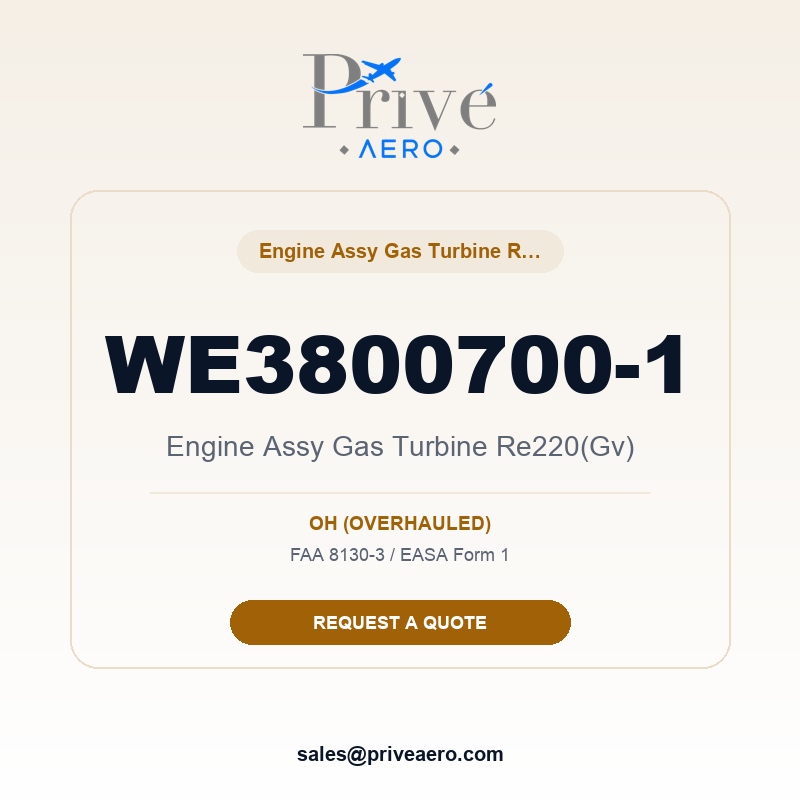 P/N WE3800700-1 Engine ASSY Gas Turbine Re220(gv) WE3800700-1 Engine ASSY Gas Turbine Re220(gv) – Privé Aero